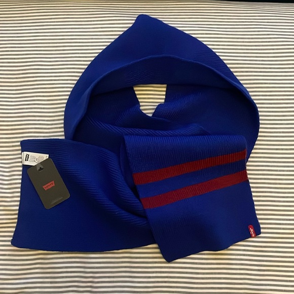 Blue Levi’s Scarf with Red Stripes - Picture 1 of 4